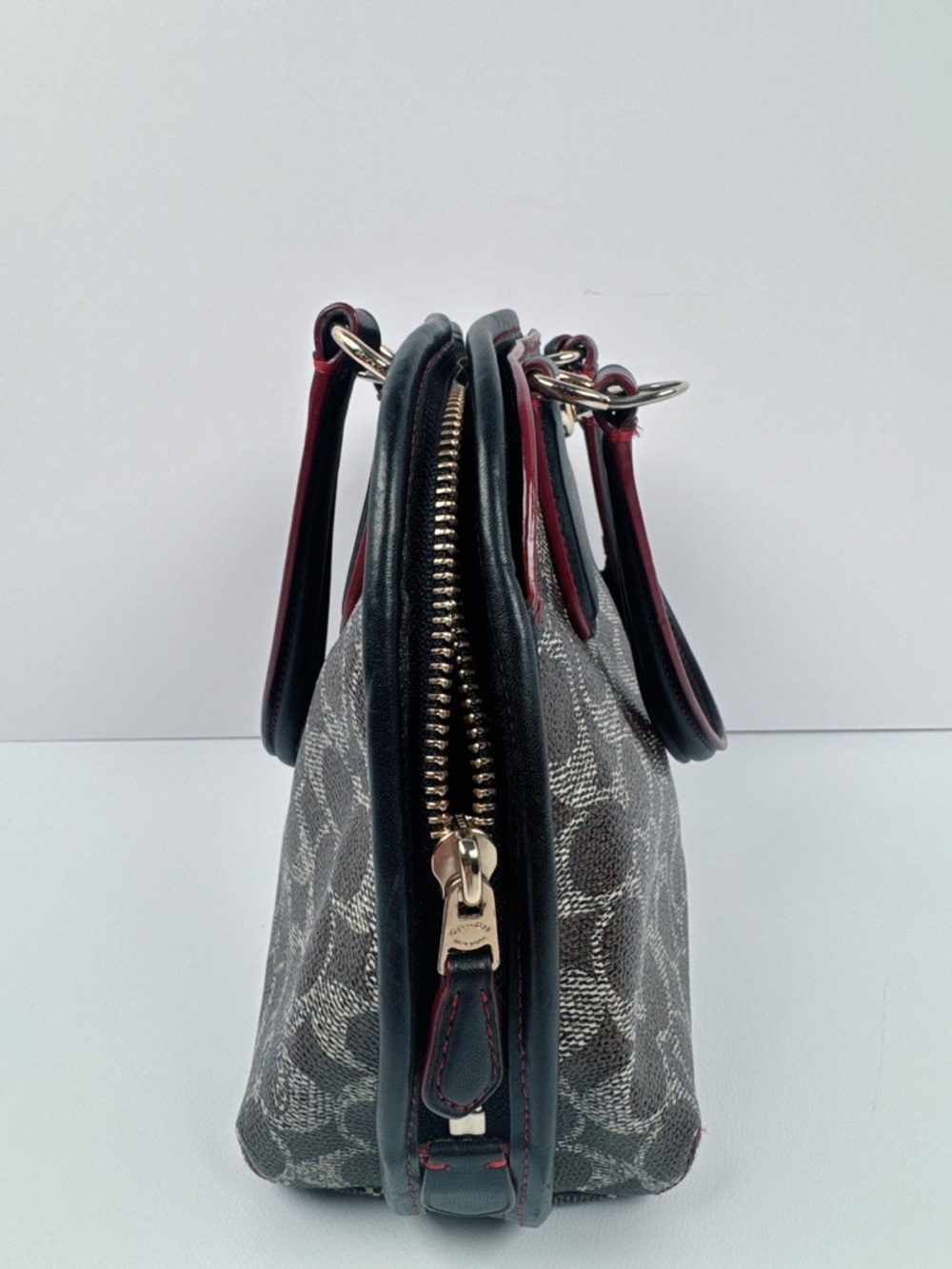 Coach Prince Street Turn lock Dome Crossbody Satchel Style Black/Brown/Red - Picture 9 of 16